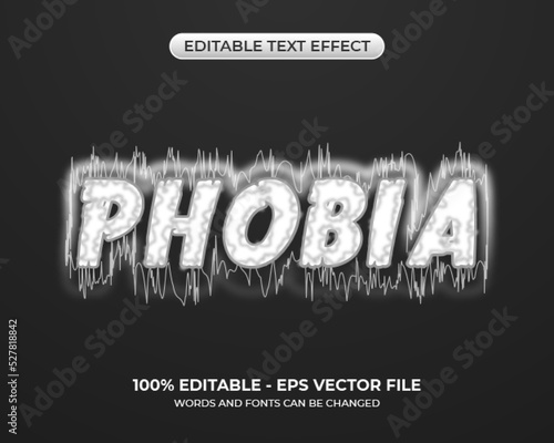Phobia text effect. Editable Paronoid text effect. Stress graphic styles