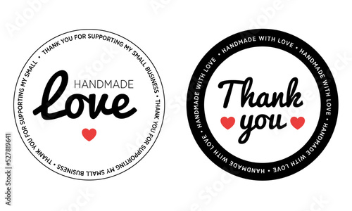 handmade with love set of stickers