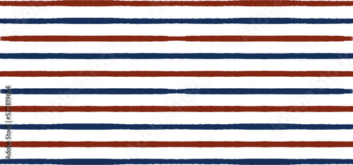 Stripes pattern, red and blue striped seamless vector background, patriotic american watercolor brush strokes. USA colors grunge stripes