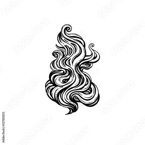 Vector black and white abstract hand-drawn ornate cloud. Tattoo style. Vector...