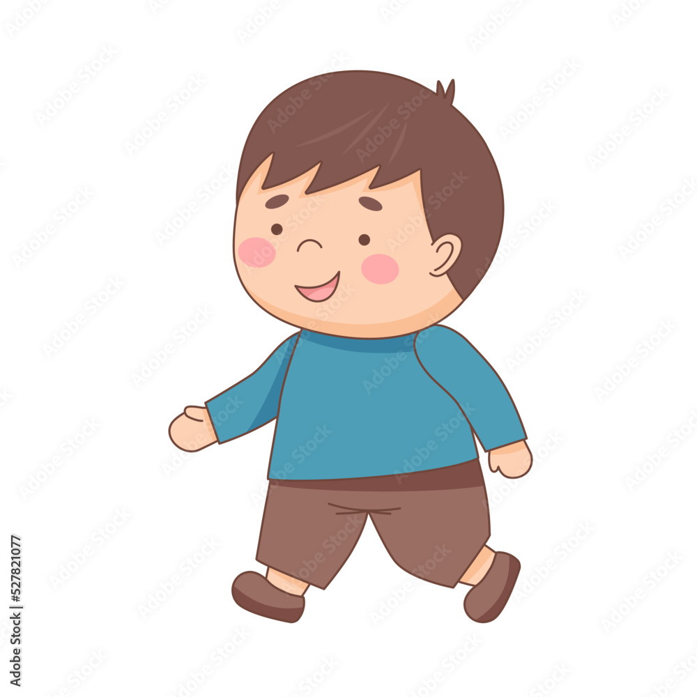 Walking boy isolated on white background