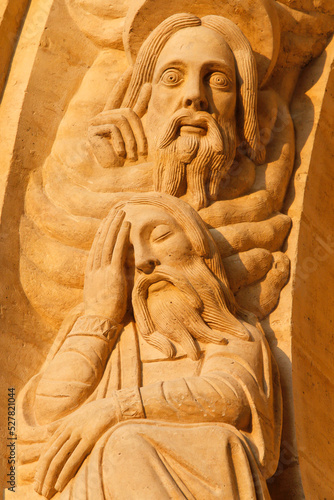 Saint Denis's basilica. Tympanum arch sculpture depicting kings of the Old Testament.