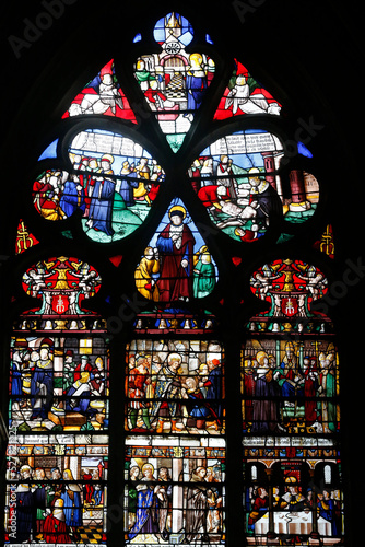 Sainte Madeleine de Troyes church. Stained glass window. The Life of Saint Louis. 1517.