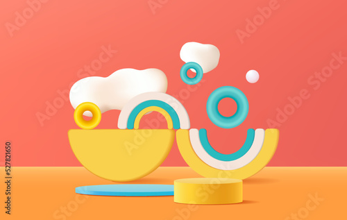Round podium for product presentation.in 3d creative composition.