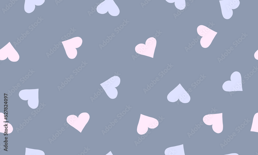 Pink and blue hearts on blue background seamless pattern