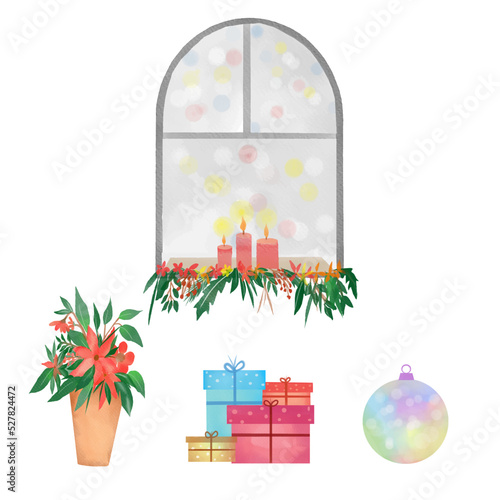 hand drawn christmas watercolor clipart set