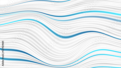 Blue white curved smooth wavy lines abstract background