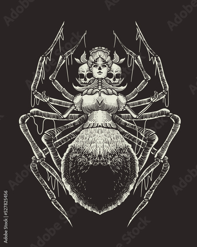 horror queen spider illustration background

