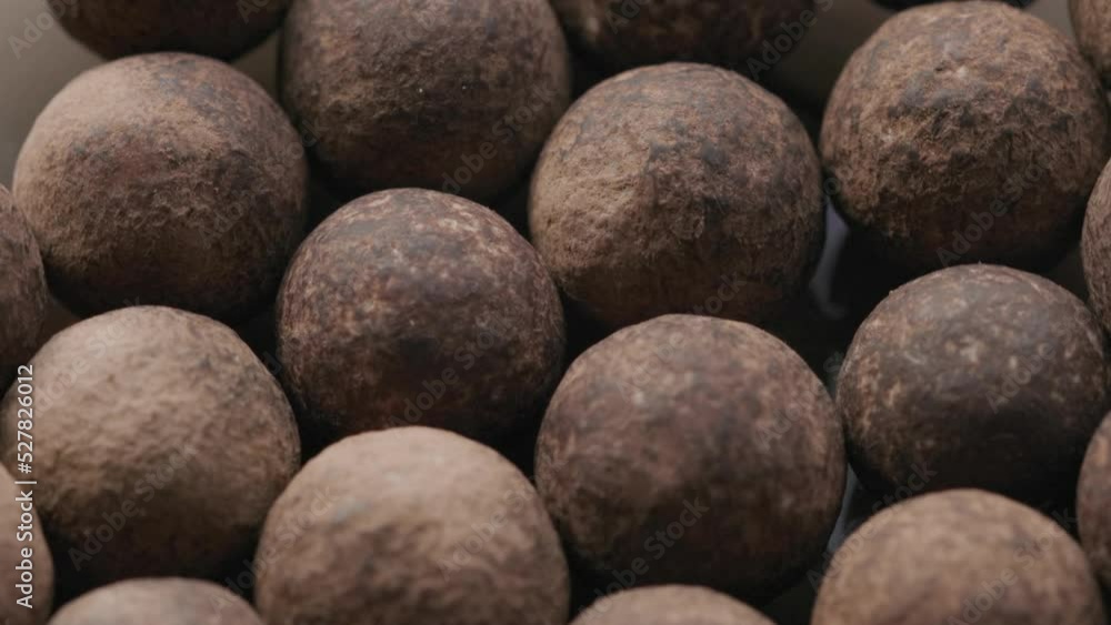 round chocolate balls rotate in a circle. truffle sweets round chocolate balls rotate in a circle. truffle sweets
