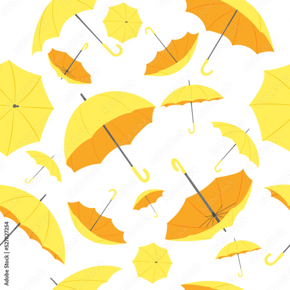 yellow umbrellas seamless pattern in flat style vector