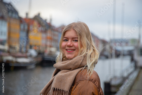 Photography A teenage girl smiles while in Copenhagen, the Danish capital, on a cold winter day
