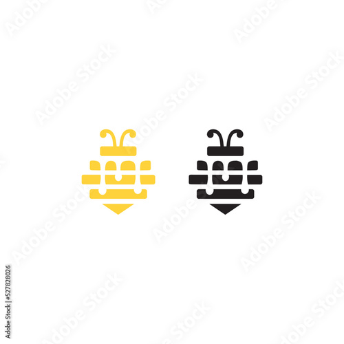 red honey bee logo vector Template