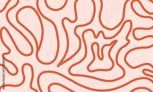 Pink background with abstract wavy red lines