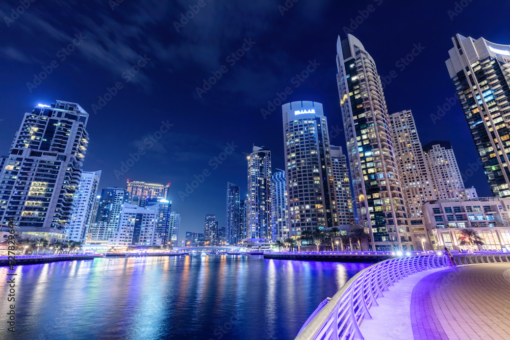 Skyscrapers highrise business buildings in Dubai UAE