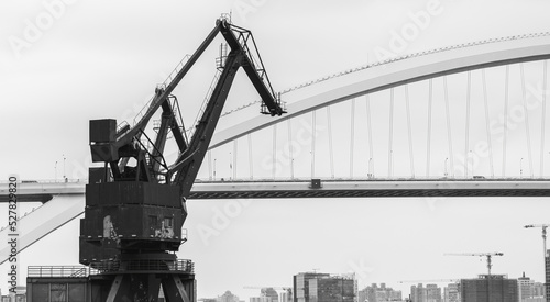 Wallpaper Mural crane & bridge over the river Torontodigital.ca