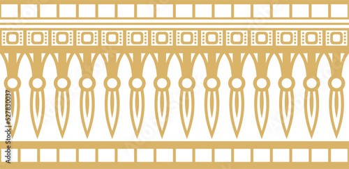 Vector golden seamless ornament of ancient Egypt. endless Border, frame in the pyramids..
