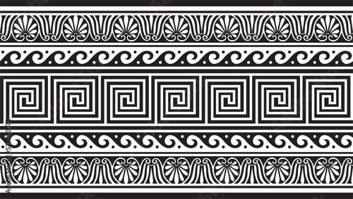 Vector monochrome classic European national ornament, border, frame, meander. Endless pattern of Ancient Greece, Roman Empire.