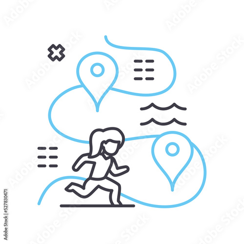 adventure game line icon, outline symbol, vector illustration, concept sign