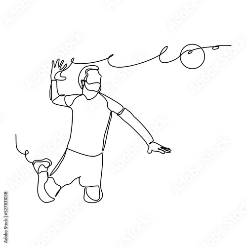 Continuous single one line drawing of volley ball man player sport championship vector illustration