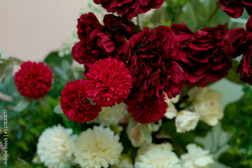 Artificial flowers or leaves made of plastic. Flower Accessories. Artificial flowers or leaves. Often used for wedding decorations or wedding backdrops.