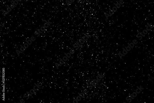 Fotografiet Chaotic white star bokeh on a isolated black background