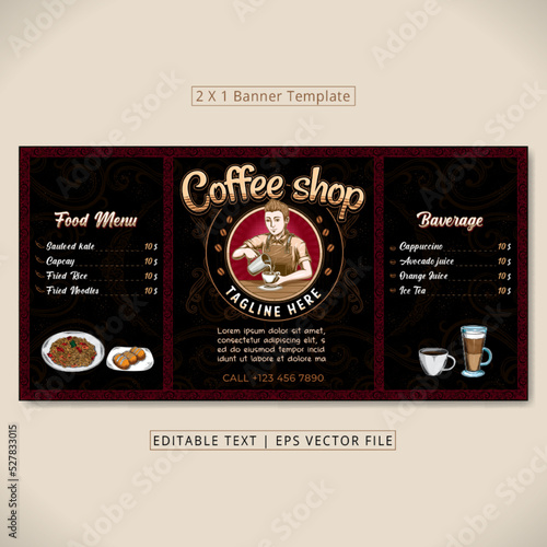 Coffeshop banner and menu template