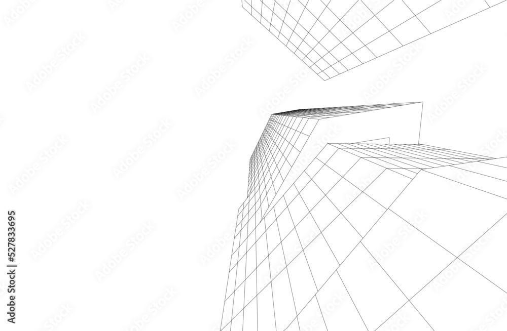 Linear architectural drawing vector illustration Linear architectural drawing vector illustration