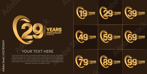 set of anniversary golden color number can be use for celebration event