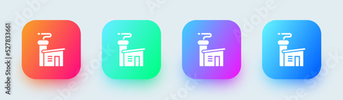 Factory solid icon in square gradient colors. Industrial signs vector illustration.