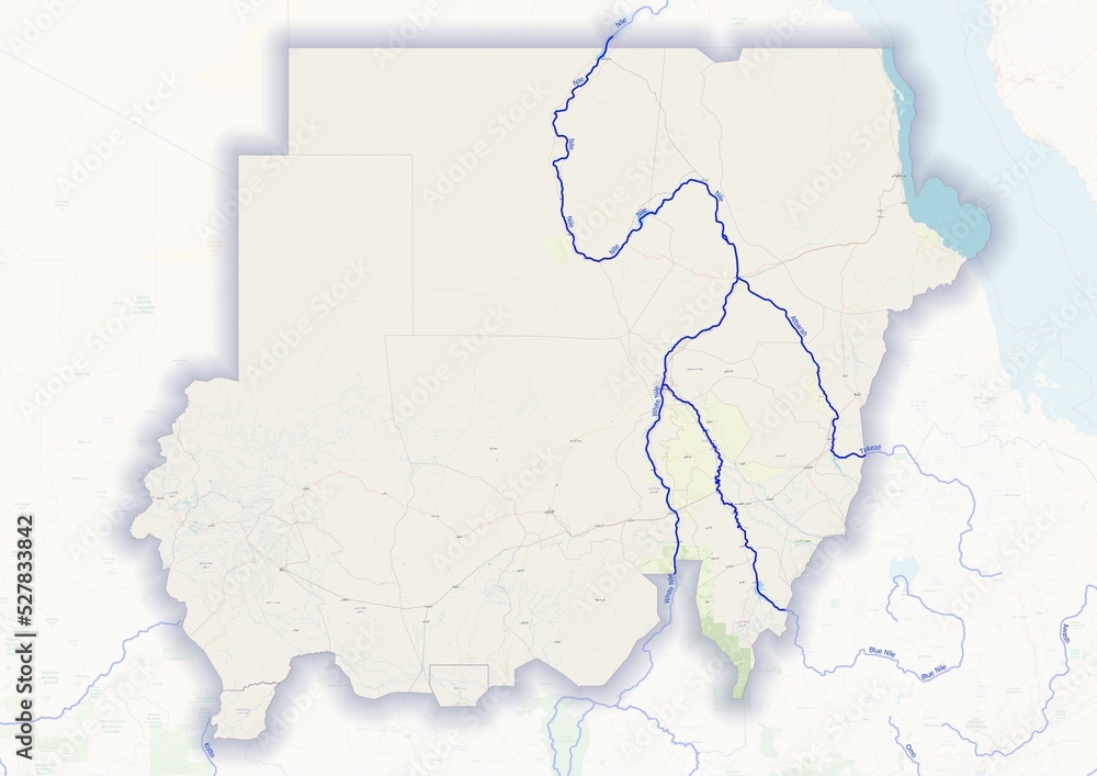 Sudan physical map with important rivers the capital and big cities ...