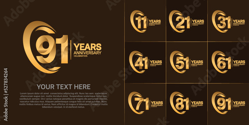 set of anniversary golden color number can be use for celebration event