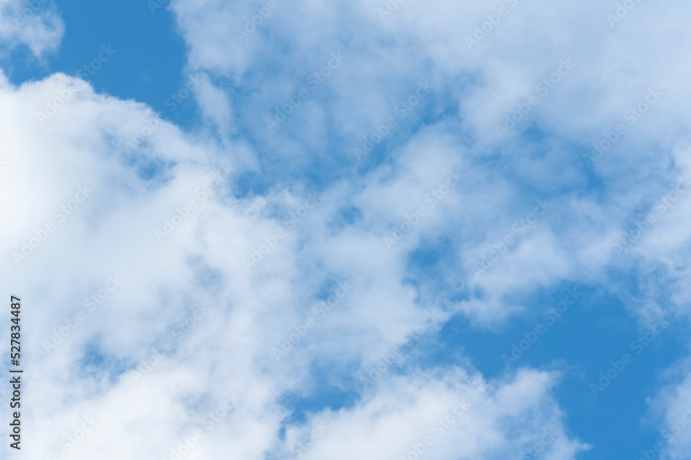 Beautiful cirrus clouds on blue sky on a sunny day background texture