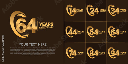 set of anniversary golden color number can be use for celebration event