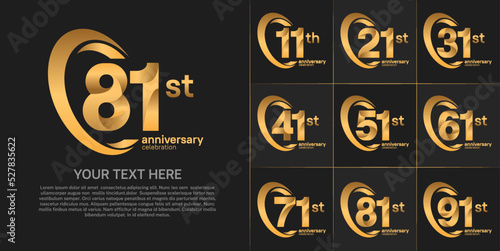 set of anniversary golden color number can be use for celebration event