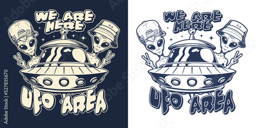 UFO area element vintage monochrome