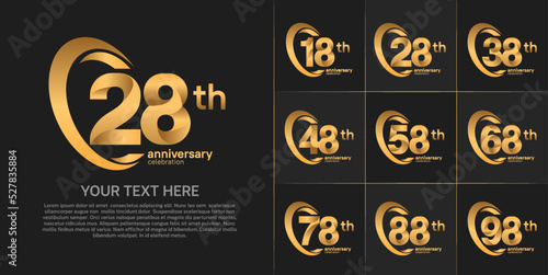set of anniversary golden color number can be use for celebration event