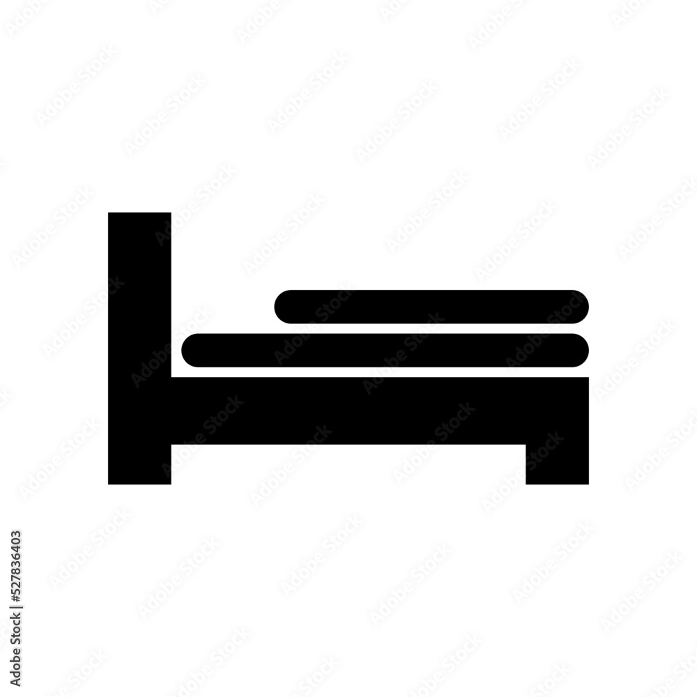 Bed silhouette icon. Sleep icon. Vector. Bed silhouette icon. Sleep icon. Vector.