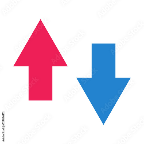 Up and down arrow icon set. Business sales and profits. Investment assets high. Vectors.