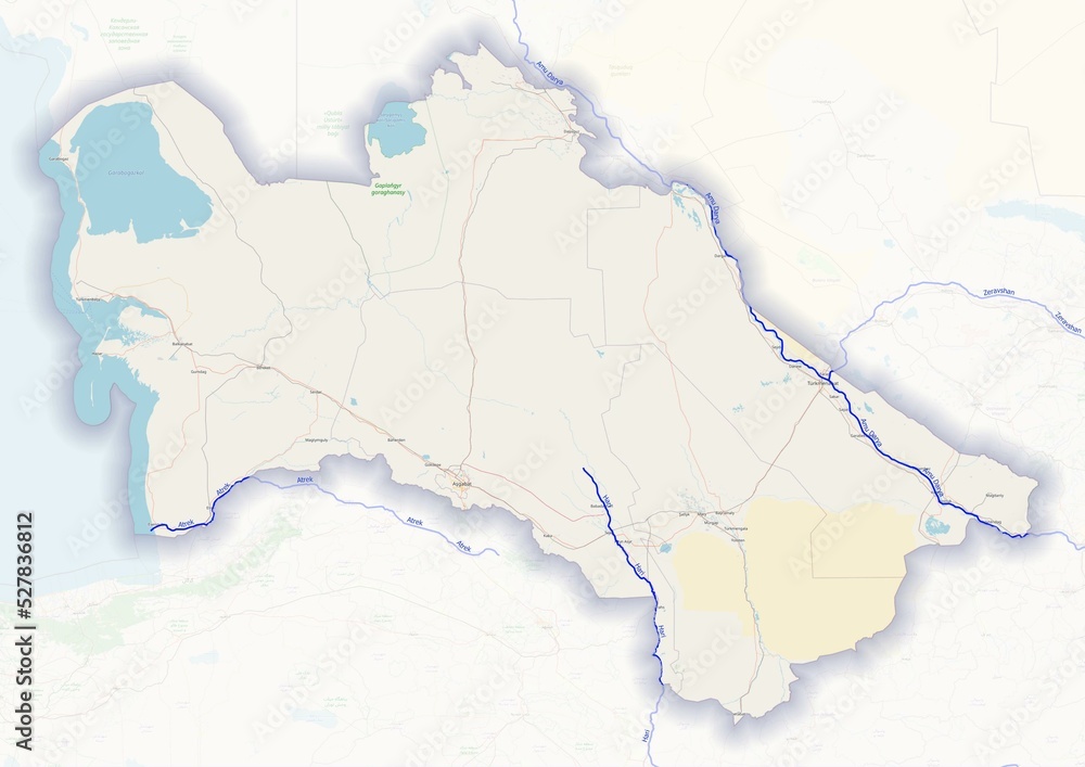 Turkmenistan Physical Map With Important Rivers The Capital And Big 1000 F 527836812 FNSI3vW8nSwhYFXhJ2Yh8wjMSrLTUvV4
