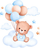 Cute teddy bear and balloons