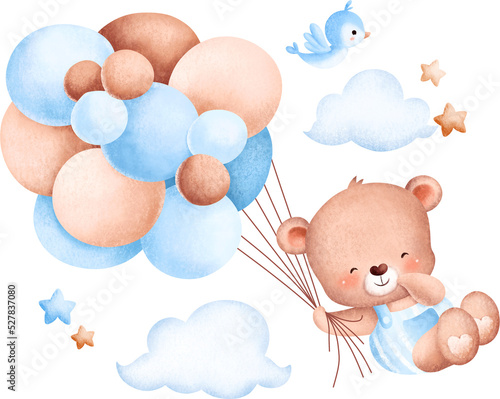 Cute teddy bear and balloons photo