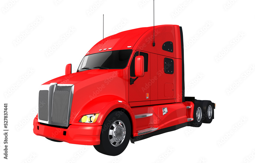 Red Diesel Semi Truck. Transportation Industry.