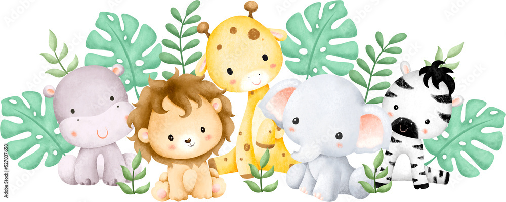 Obraz premium Cute baby safari animals