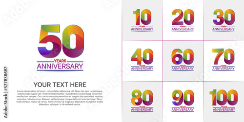 set of anniversary colorful color can be use for celebration event