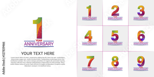 set of anniversary colorful color can be use for celebration event