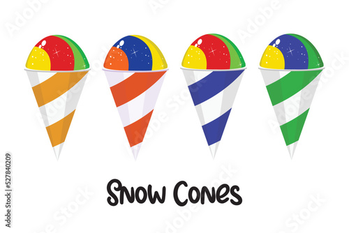 snow cones design vector flat isolated illustration
