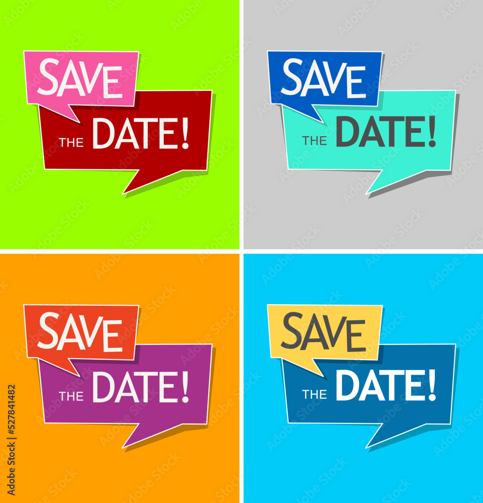 Collection of colorful stickers SAVE THE DATE Collection of colorful stickers SAVE THE DATE