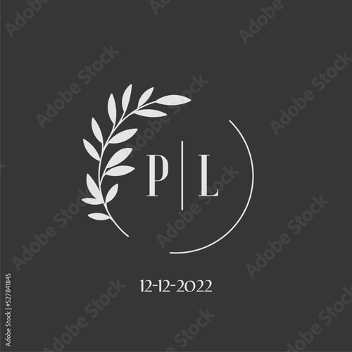Initial letter PL wedding monogram logo design inspiration