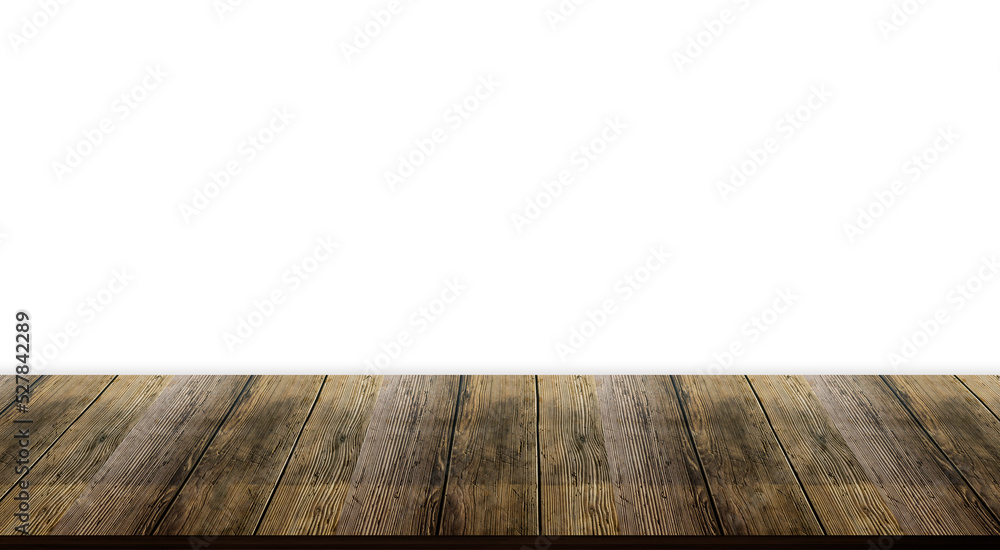 Old wooden tabletop isolated on white background for product work. Old wooden tabletop isolated on white background for product work.
