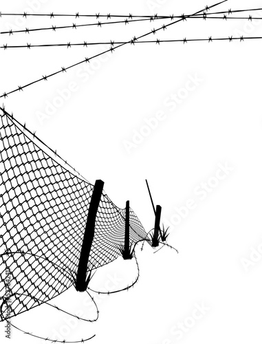 Chain Link Fence and Barbed...